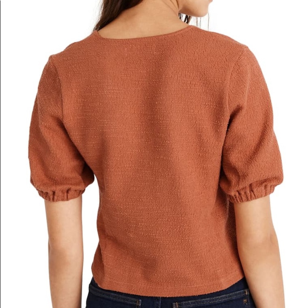 Madewell Texture and Thread Puff Sleeved Wrap Top - Picture 2 of 6